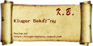Kluger Bekény névjegykártya